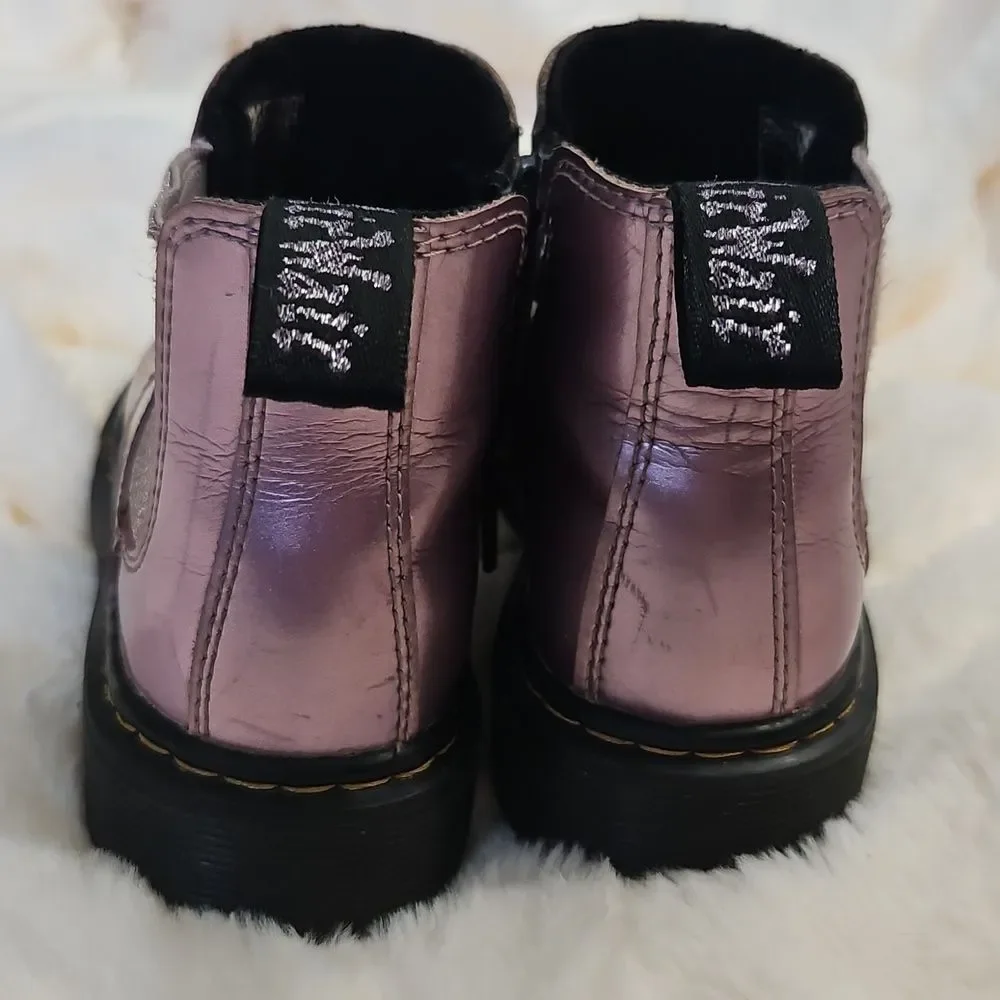 Dr. Martens Kids Purple Metallic Chelsea Boots Size 1 US / EU 32 | Side Zip